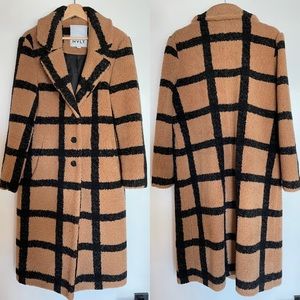 Anthropologie NVLT ‘Berber’ Long Plaid Teddy Coat